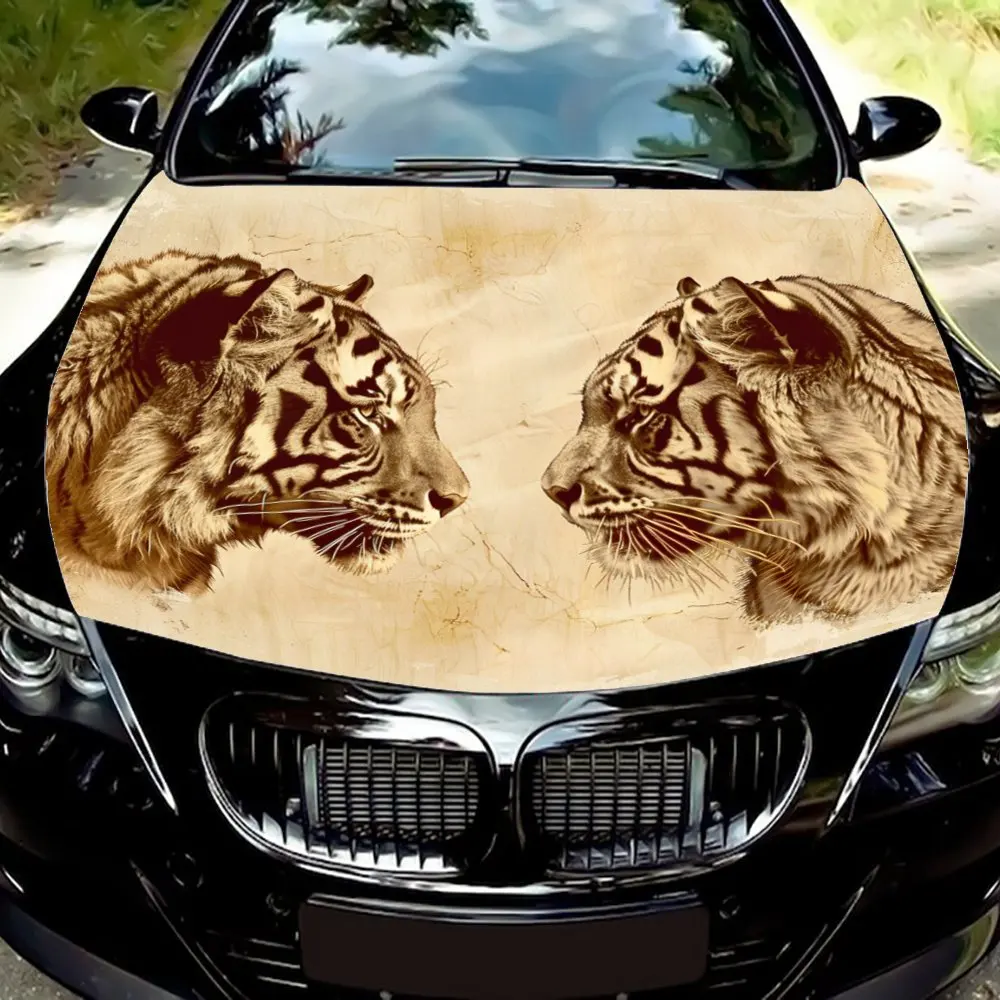 UV-Protected Tiger Car Hood Decal - Long-Lasting & Fade-Resistant, Perfect for All Weather Conditions