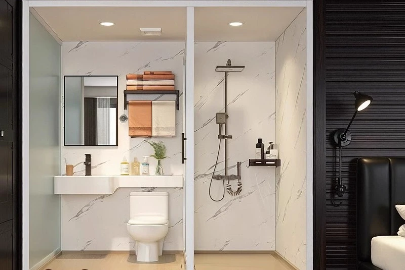 

Встроенная душевая комната Встроенная ванная комната B & B Ванная комната Простая перегородка для ванны Встроенная ванная комната Туалет