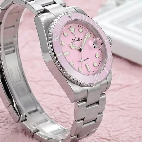 ADDIES Elegant Lady Quartz Watch Ceramic Bezel 5Bar Waterproof Super Luminous Watches Date Display Stainless Steel Wristwatches