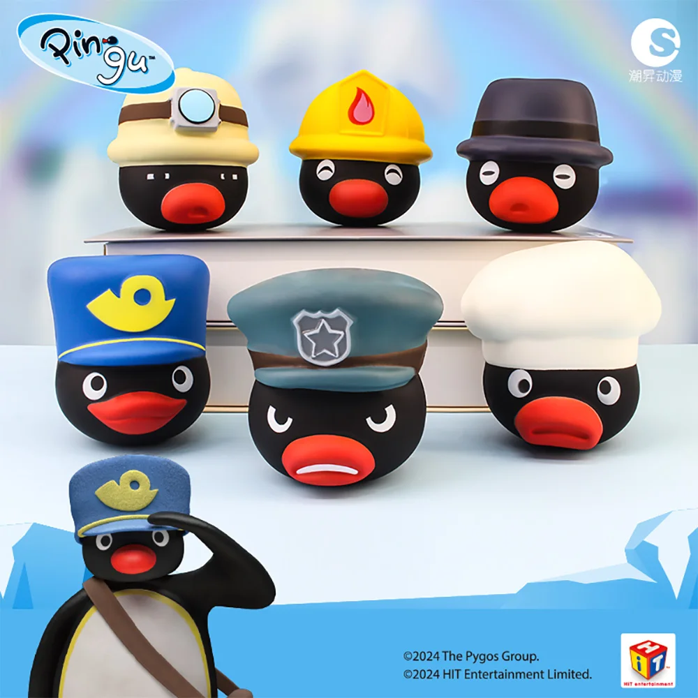 ของแท้ Pingu อุปกรณ์ต่อพ่วงกล่องตาบอดเพนกวินครอบครัวฉากแปลก Gashapon ของเล่นอินเทรนด์การออกแบบสร้างสรรค์เด็กวันหยุดของขวัญ