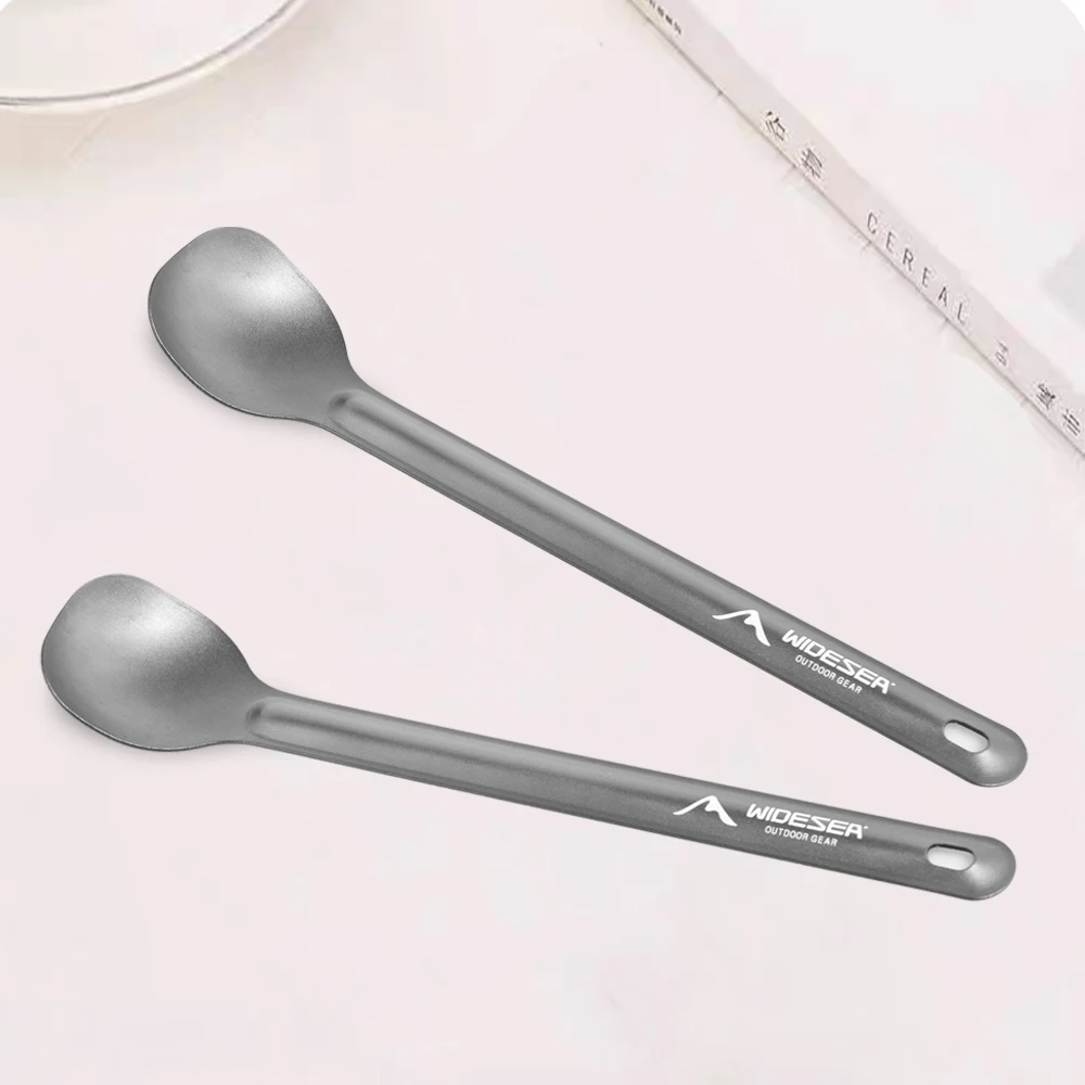 Sendok berkemah aluminium WIDESEA gagang panjang peralatan makan 20G ringan portabel perlengkapan luar ruangan
