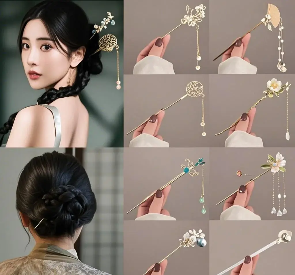 

HanfuHairpin TraditionalHairAccessory FloralHairOrnament PearlAndJadeHairpiece GoldToneHairStick ChineseStyleHairJewelry