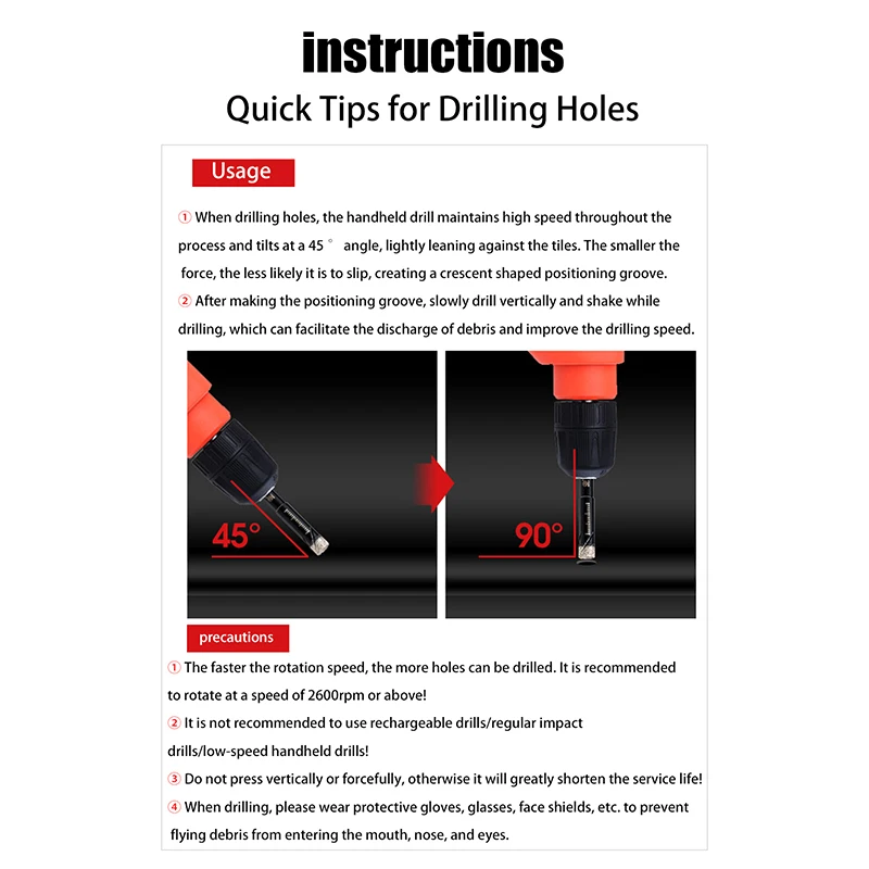 10pcs Dry Diamond Drill Bits Set For Drilling Granite/Mica/ 6mm Brazing Drilling Drill Bits Set Tools