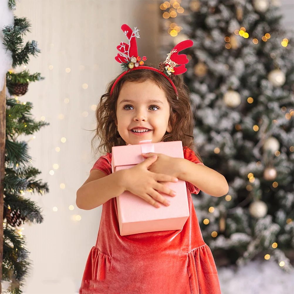 

2Pcs Antler Headband Christmas Holiday Headband Reindeer Headpiece Lightweight Comfortable Christmas Headwear Women