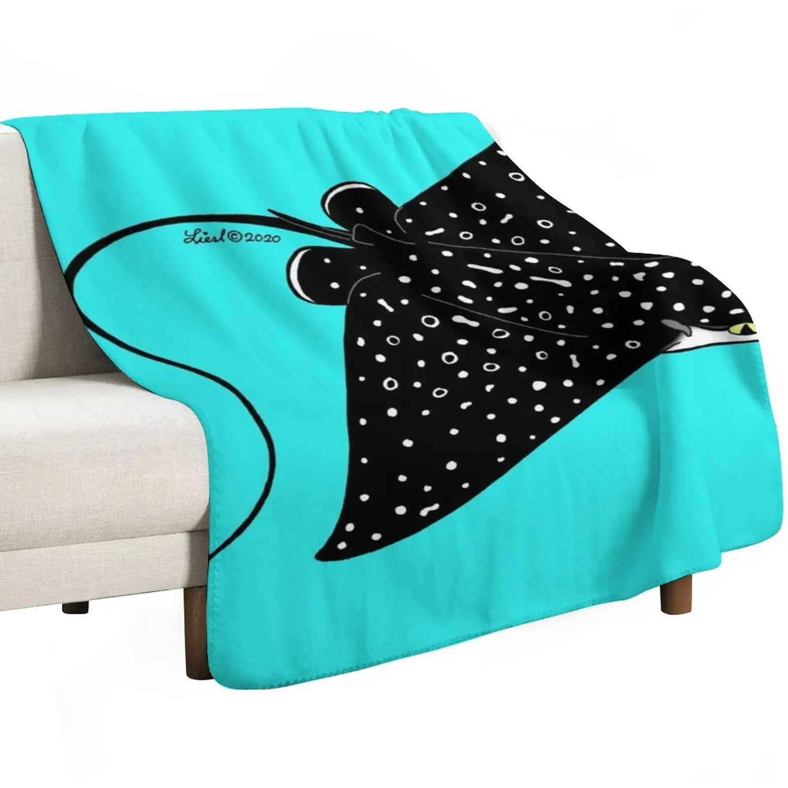 Spotted Eagle Ray Pup Throw Blanket Elegant Warm Throw Blanket for Hotel Home