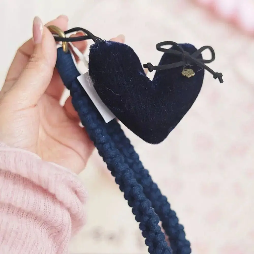 Retro Heart Shape Heart Braided Keychain DIY Hand-woven Bag Pendant Velvet Soft Bag Charms