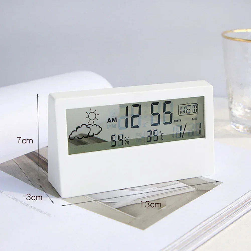 Thermo-Hygrometer Clock Creative Weather Display Electronic Alarm CLock Electronic Temperature Humidity Meter Household Supply