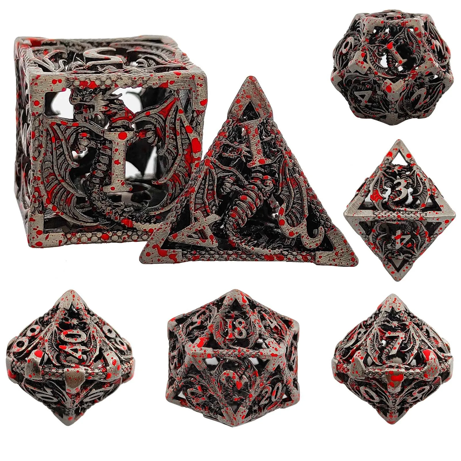 

Metal Dice Set D&D,7 die Metal Polyhedral Dice Set with Gift Metal Box and Gold Number for DND Dungeons and Dragons RPG