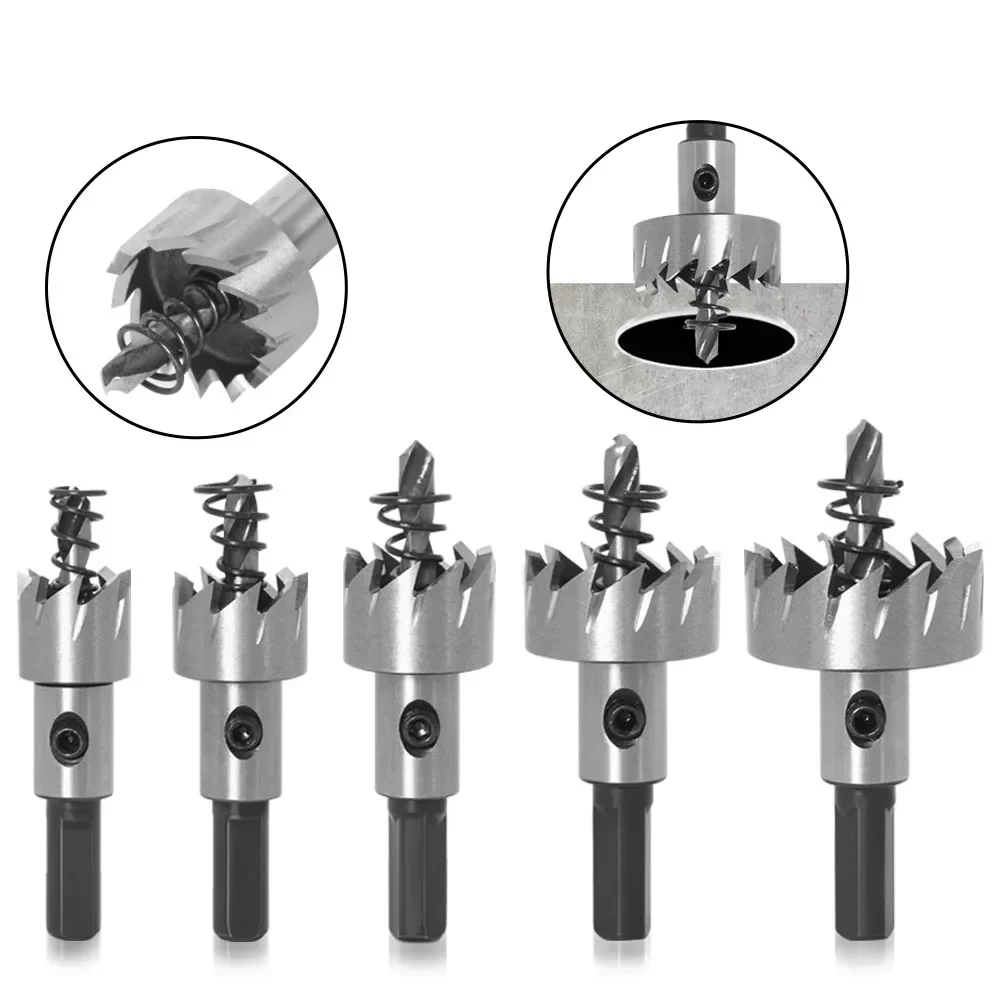 

5 Sizes HSS Drill Bit High Speed Steel Carbide Tip Hole Saw Tooth Cutter Metal Drilling Woodwork Cutting Carpentry Crowns