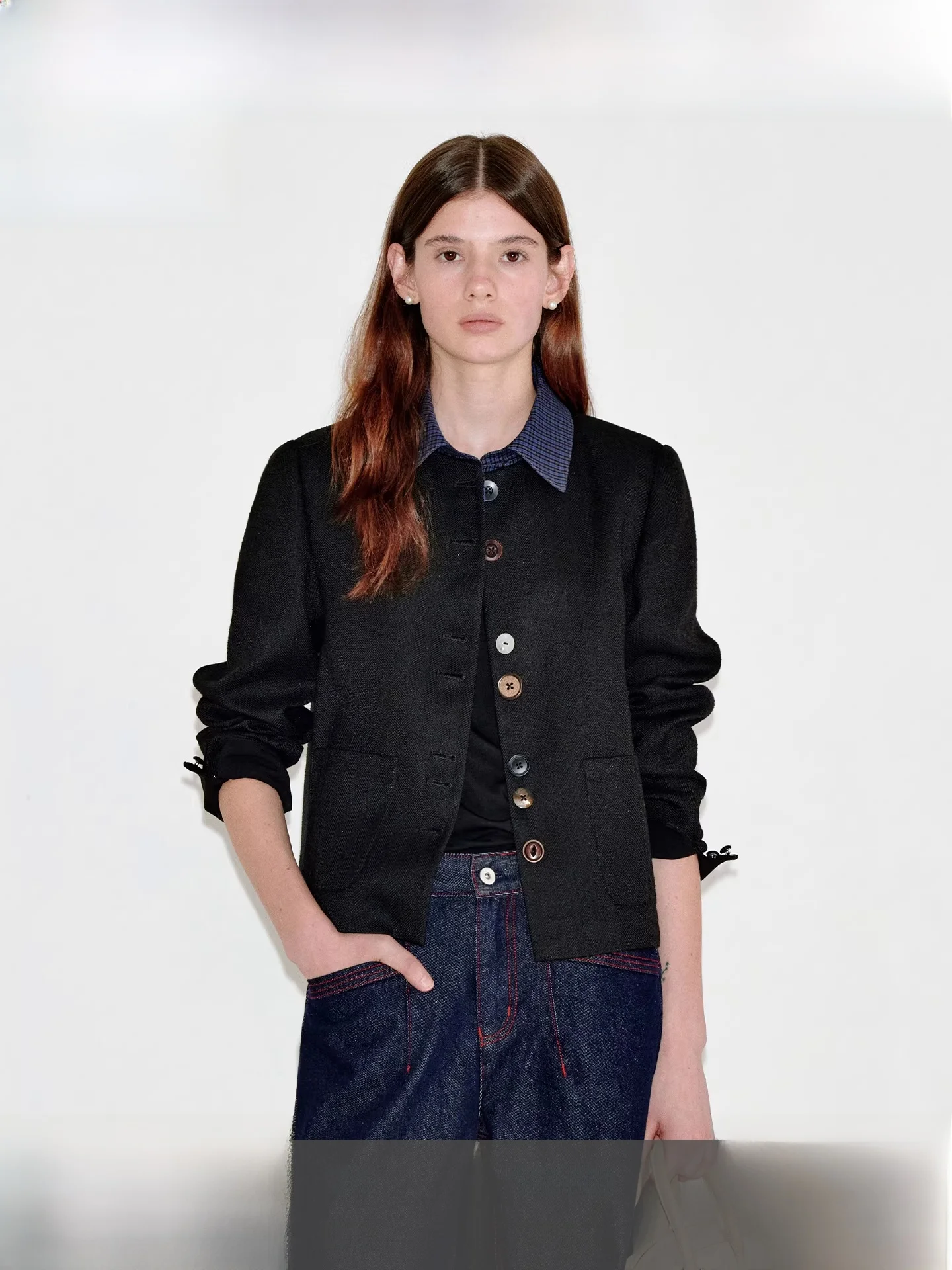 

Fano Unique Detachable irt Collar ort Quilted Outerwear Women's Top Casual Loose Fit Fake Two-Piece Polyester Blend