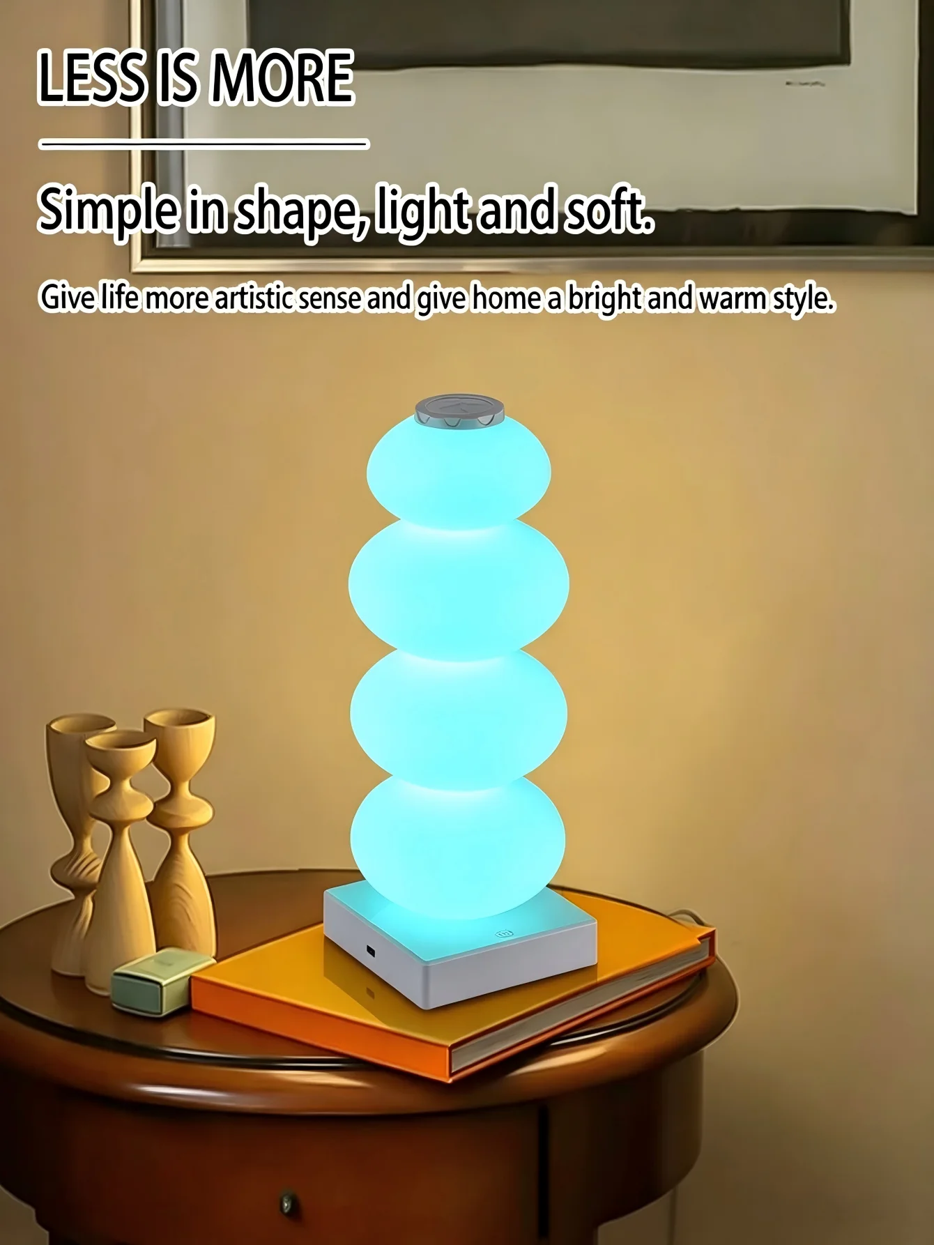 Dual Shape Stack Atmosphere Lamp Gourd/Block RGB Gradient Lighting Touch Switch USB Rechargeable Home & Gift Lamp