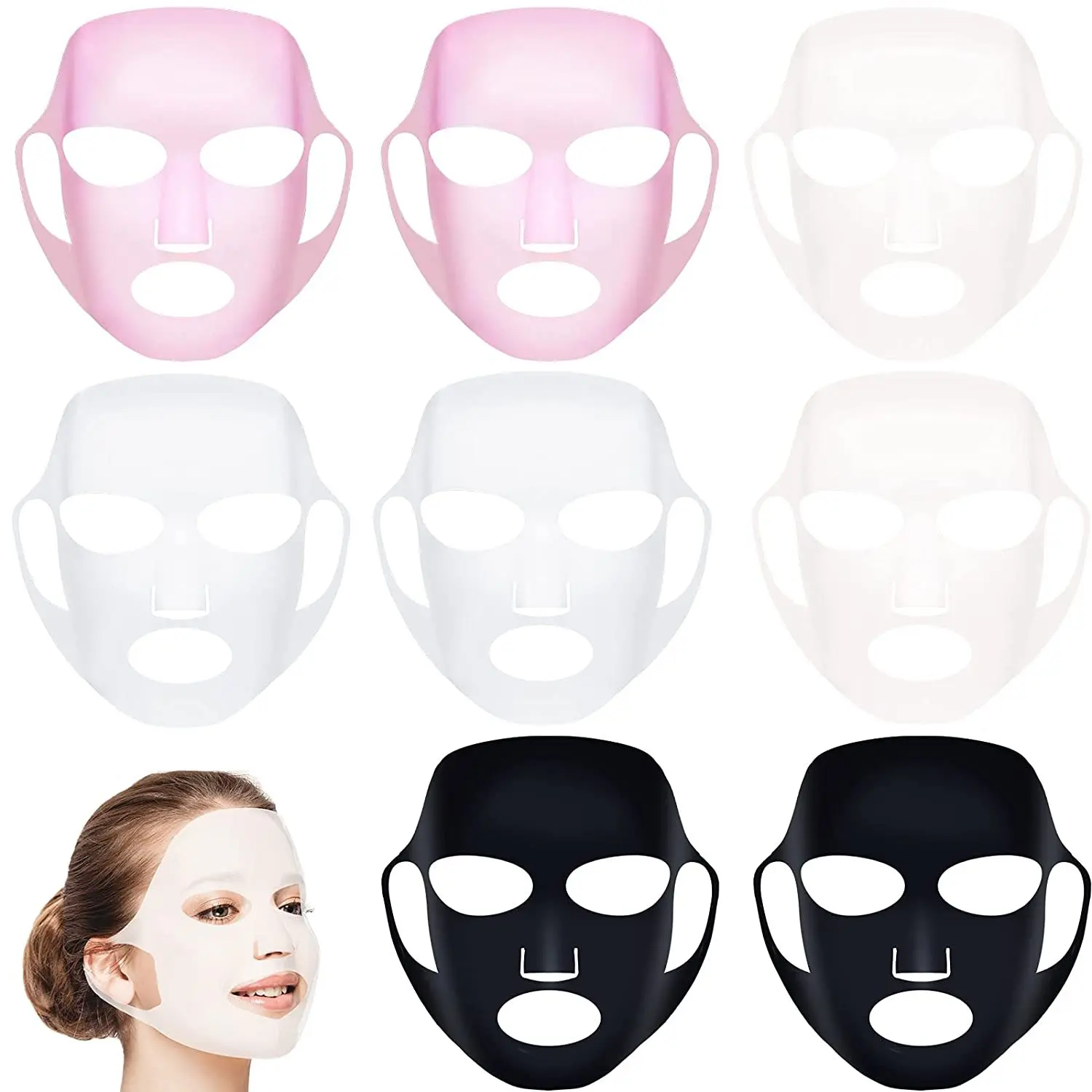 Ear Hanging Silicone Facial Mask Cover Reusable Anti-aging Moisturizing Face Shield Double Absorption Anti Evaporation Skin Care