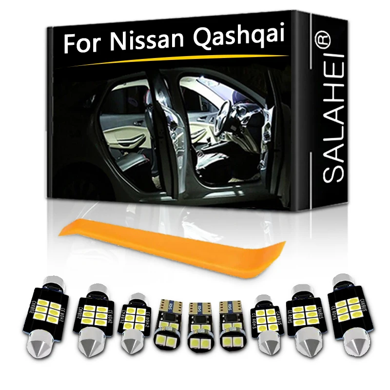 

10Pc Car Canbus Error Free LED Light Bulb Package Kit For 2007-2019 Nissan Qashqai J10 J11 Map Dome Trunk License Lamp Accessory