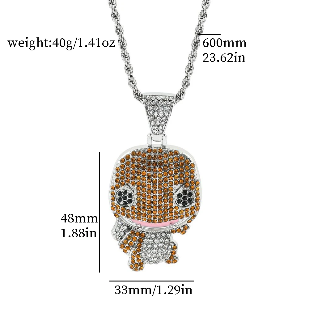 Diamond Studded Squirtle Necklace Fashion Trend Hip Hop Jewelry Personalized Accessory for Women And Men Gift view 6