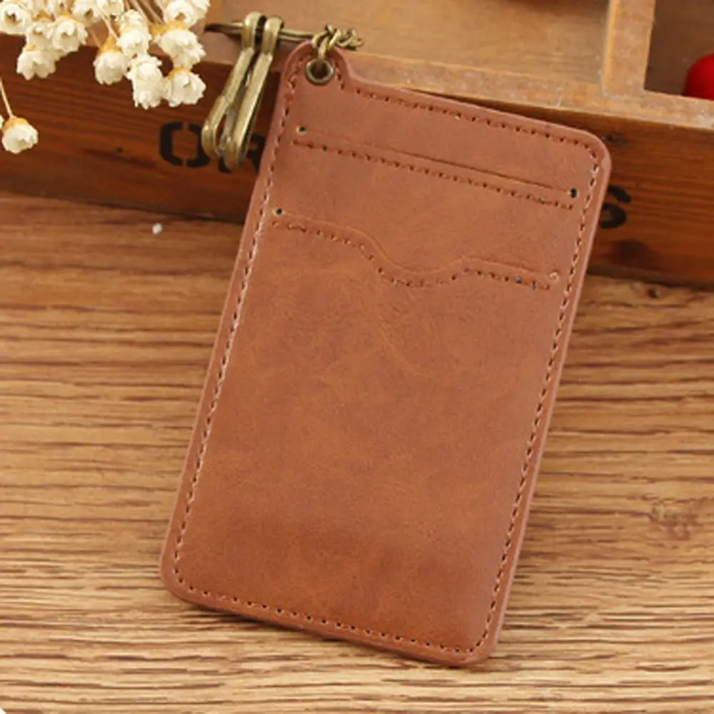Women Retro Bank Card Access Control Card Bus Card Double Sided Keychain Card Holder Badge Case Case Bag