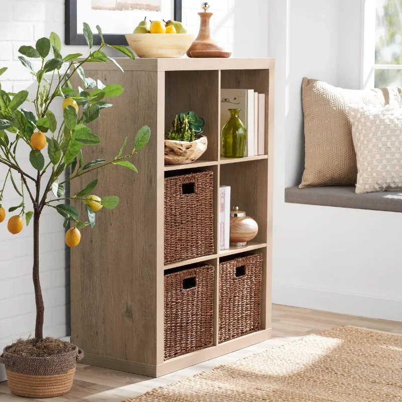 6-Cube Storage Organizer, Natural bookshelf storage