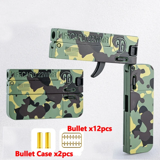 2024 New Life Card Adult Alloy Soft Bullet Gun Can Launch Folding Soft Bullet Pistol Boy Outdoor Toy Gun Christmas Birthday Gift