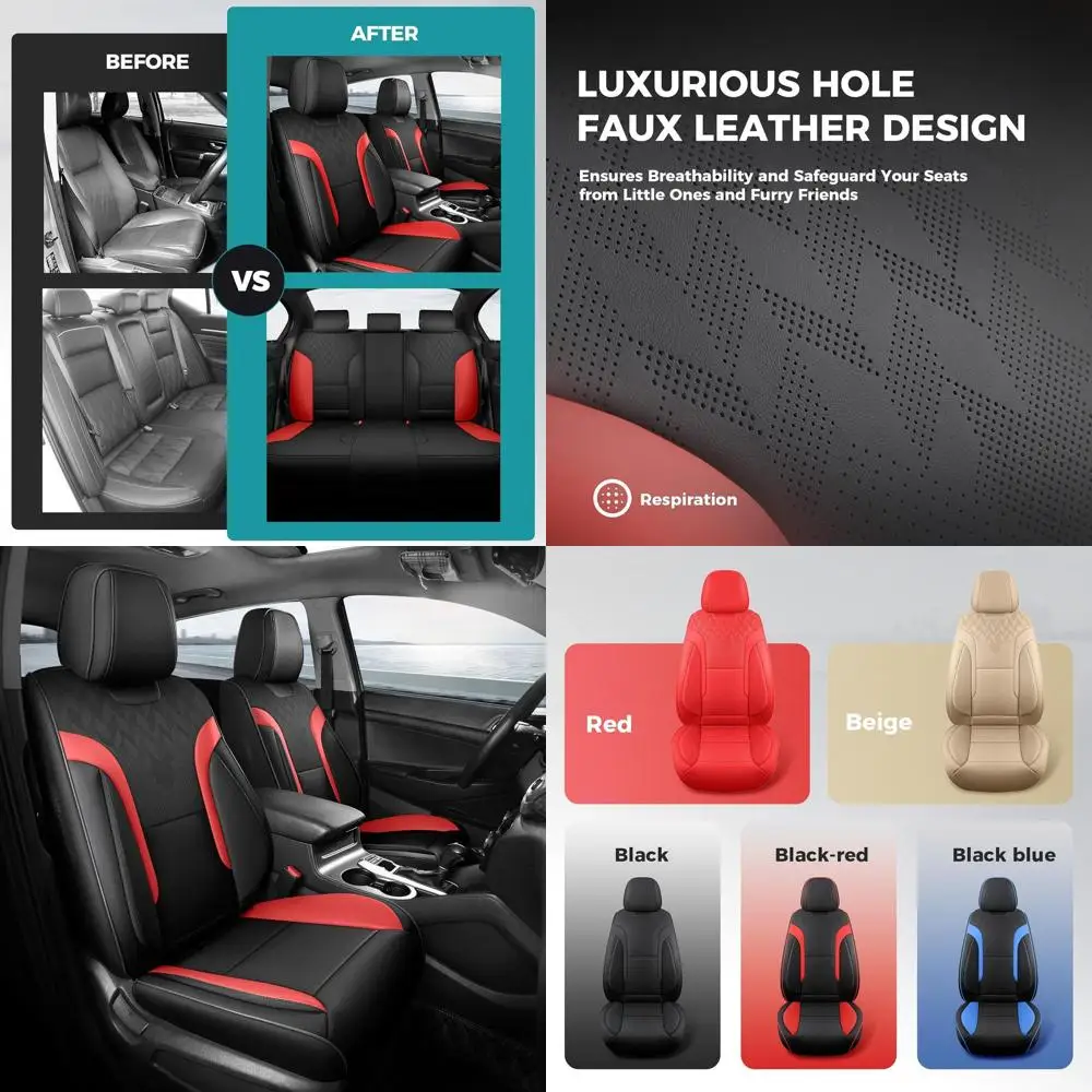 

Breathable Faux Leather 5-Seat Car Seat Covers, Universal Fit for Sedans, SUVs, and Pickup Trucks - Automotive Protector