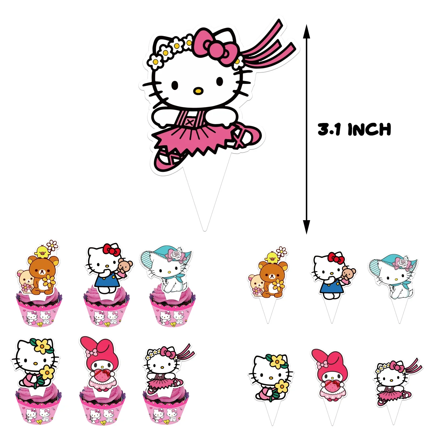 Cartoon Hello Kitty Birthday Party Decorations Set Kids Girl Disposable Tableware Cup Plate Napkin Straw Baby Shower Supplies