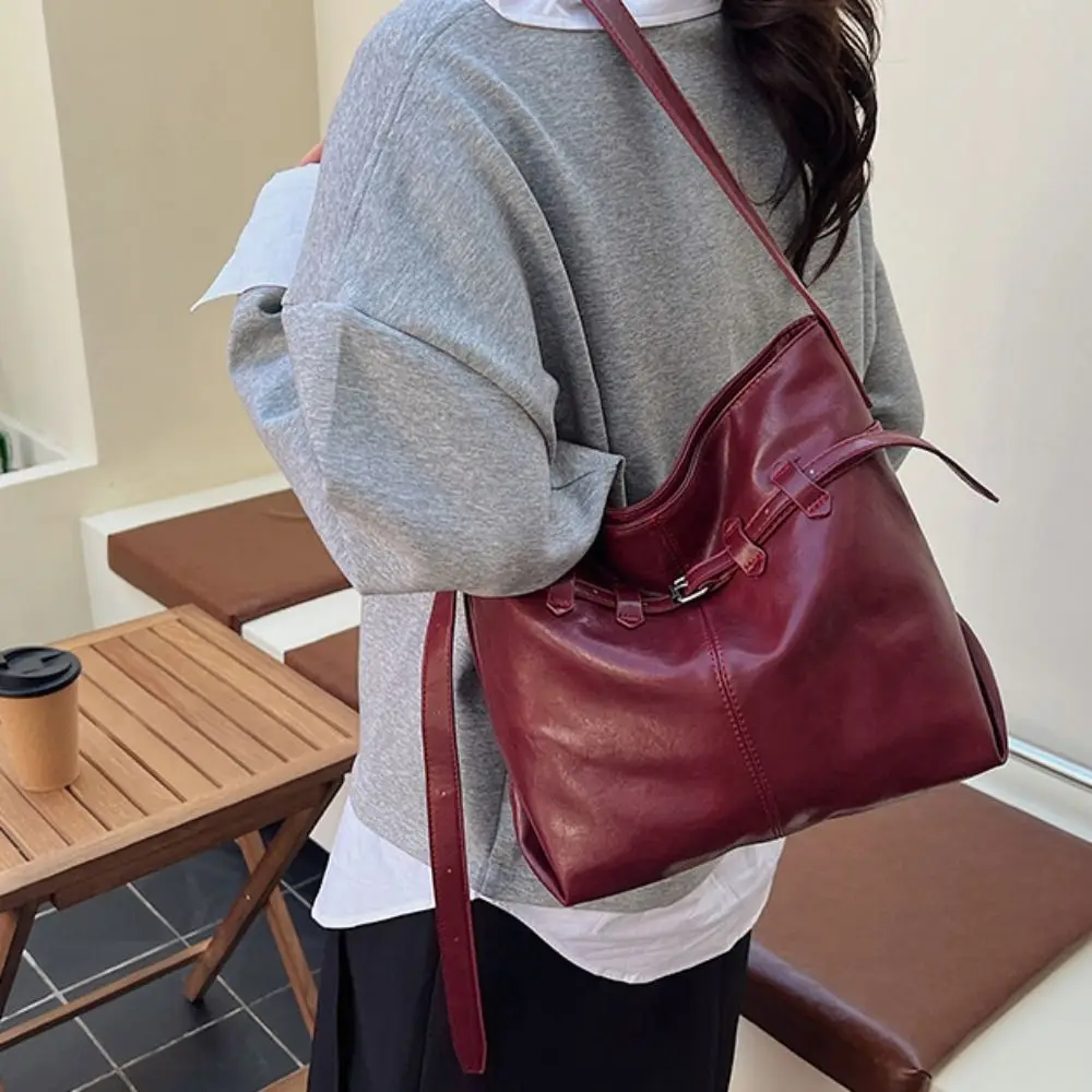 

Fashion Elegant Soft Leather Tote Bag Belt Lightweight Commuting Shoulder Bag Large Capacity Underarm Bag Crossbody Bag Women
