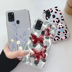 For Samsung Galaxy A10 A11 M11 A21s A20 A30 M10S A20E A20S A56 Case Butterfly Oil Flower Clear Phone Cover Soft Bumper Fundas