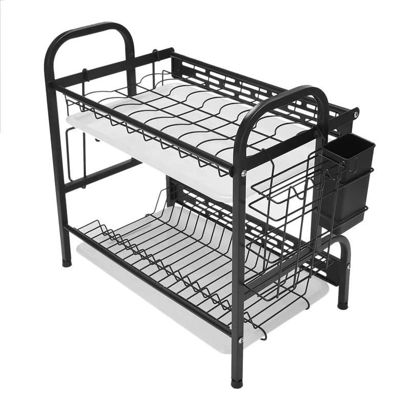 2 Tier Draining Board Rack With Drip Tray Stainless Dish Drying Rack Kitchen Plate Drying Rack Kitchen Accessories