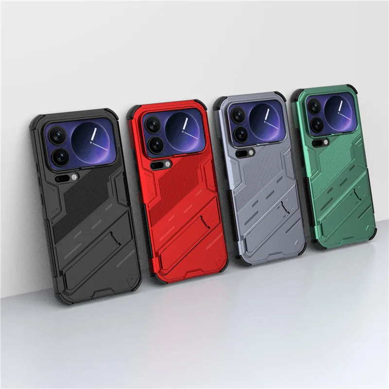 

For Xiaomi 17 Pro Max Case For Xiaomi 14T 15 15T 17 Pro Max Cover Punk Style Hard Armor Bracket Shockproof Protective Bumper