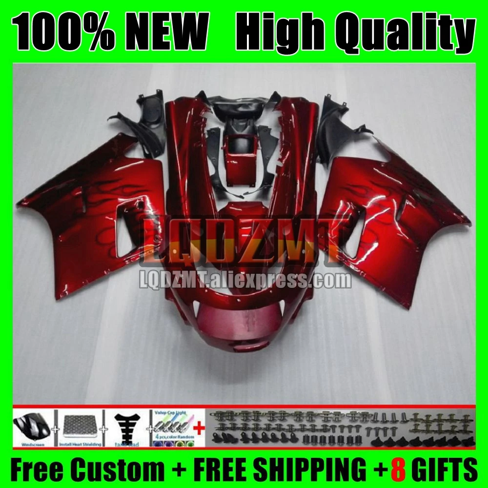 Metallic Red Body For KAWASAKI NINJA ZX-11R ZZR 1100 ZZR1100 ZX11R 90 91 92 64No.0 ZX11 ZZR-1100 ZX 11R 1990 1991 1992 Fairing