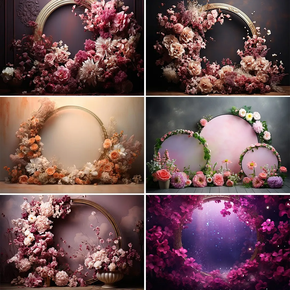 

Beenle Wedding Photography Background Retro Color Flowers Wall Adult Wedding Party Portrait Decor Backdrop for Photo Studio