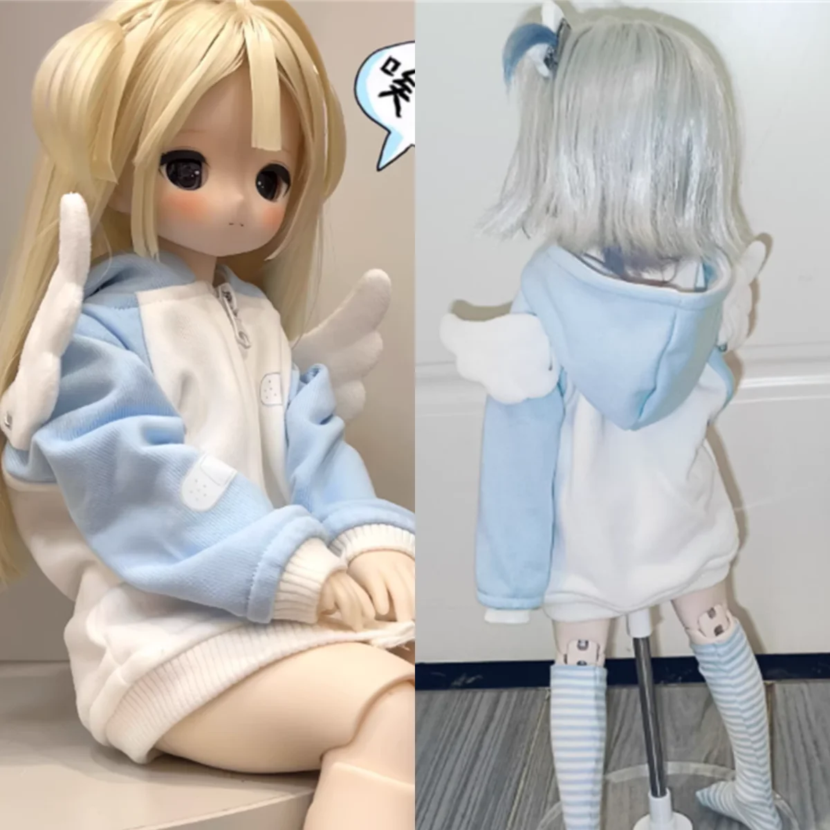 

【Без фигурки】Аксессуар ручной работы в масштабе 1/6: милый ангел с крыльями, пальто, носки, красивая девушка, синий цвет, подходит для фигурок, моделей и кукол D