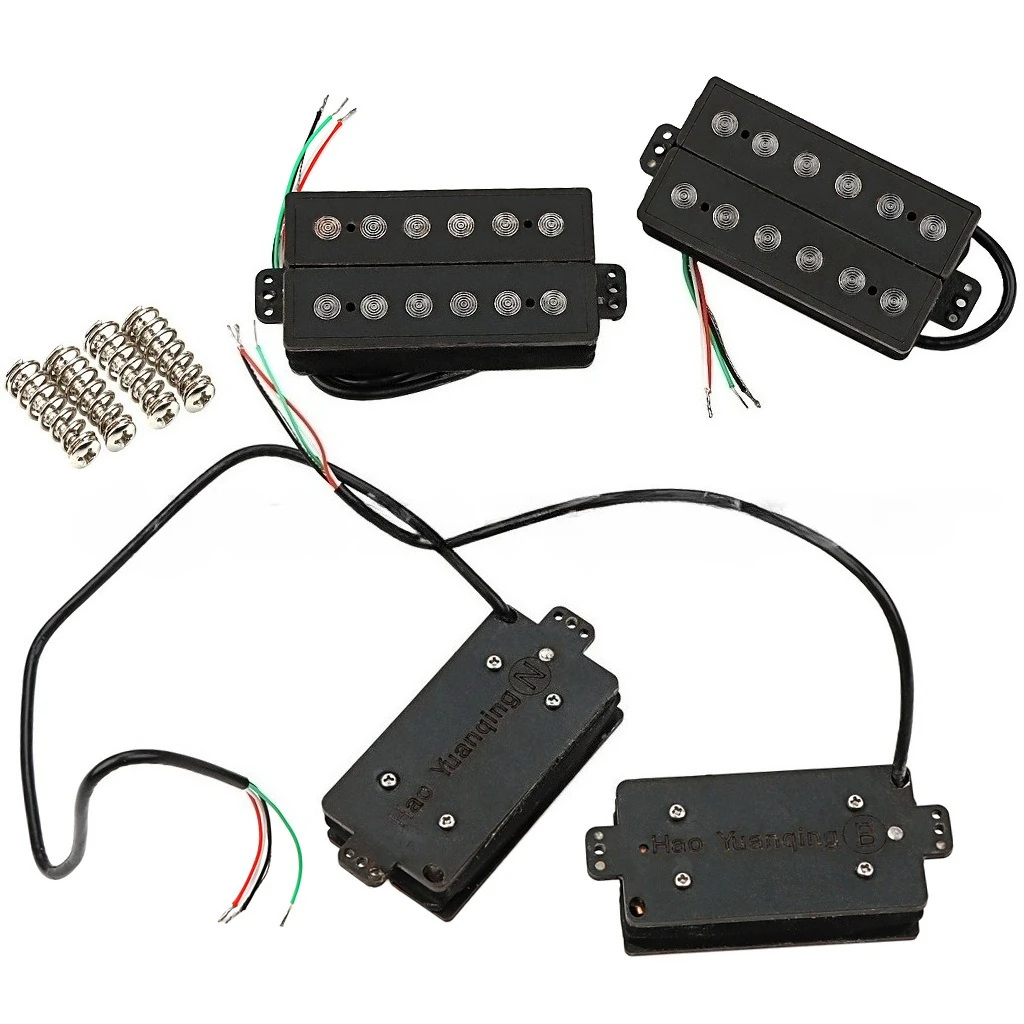 Alnico 5 Humbucker Guitar Pickups Set Black Copper Base 6 String Electric Guitar Double Coil Pickup Neck Bridge