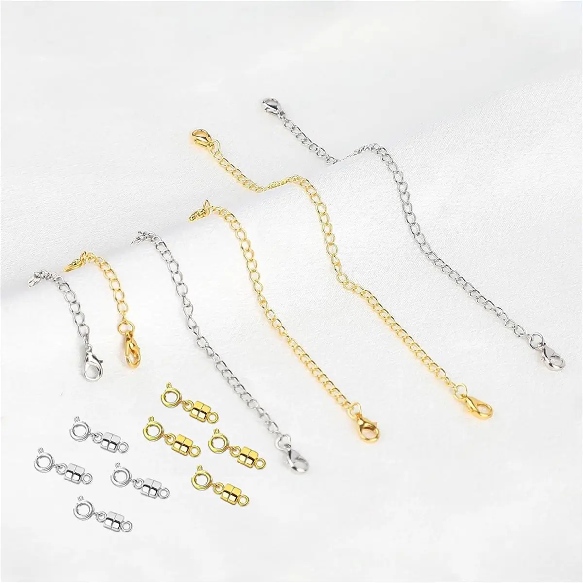 Necklace Extenders for Women with Magnetic Necklace Clasp, Gold Silver Chain Extenders for Jewelry, Bracelet, Anklet