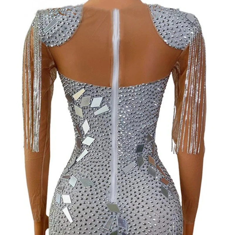 عيد ميلاد تألق كريستال شرابة الترتر فستان مثير ملهى ليلي الفتيات الساخن حفلة الجنس Vestidos دي فييستا Brillo رداء Luxe Cérémonie