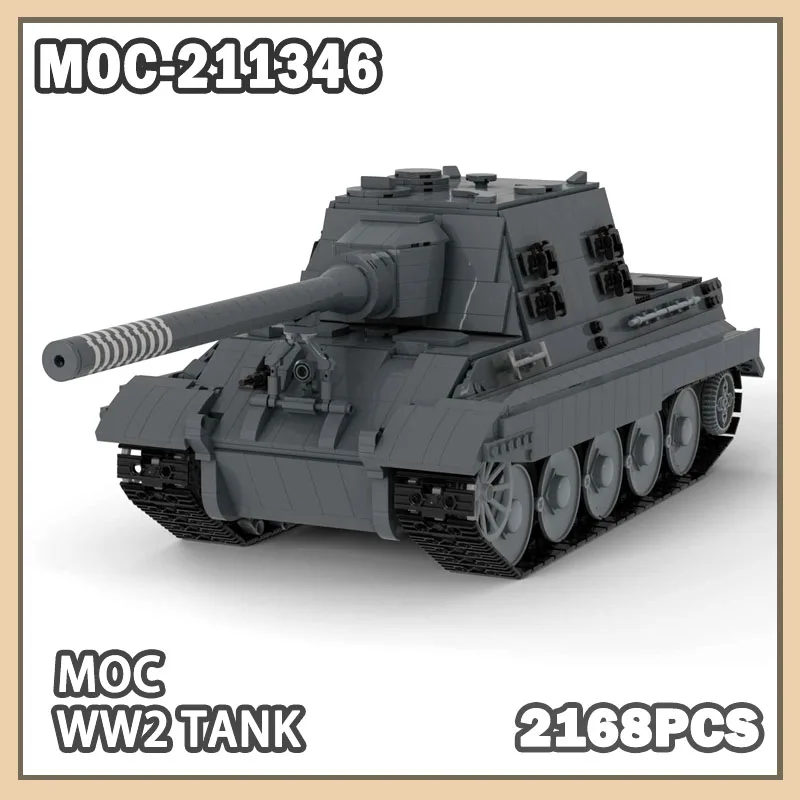 MOC-211346 Military War Series WW2 King Tiger 2 Tank blocks building heavy tank bricks DIY Toys Sets Kid's Bricks Gifts 2168PCS