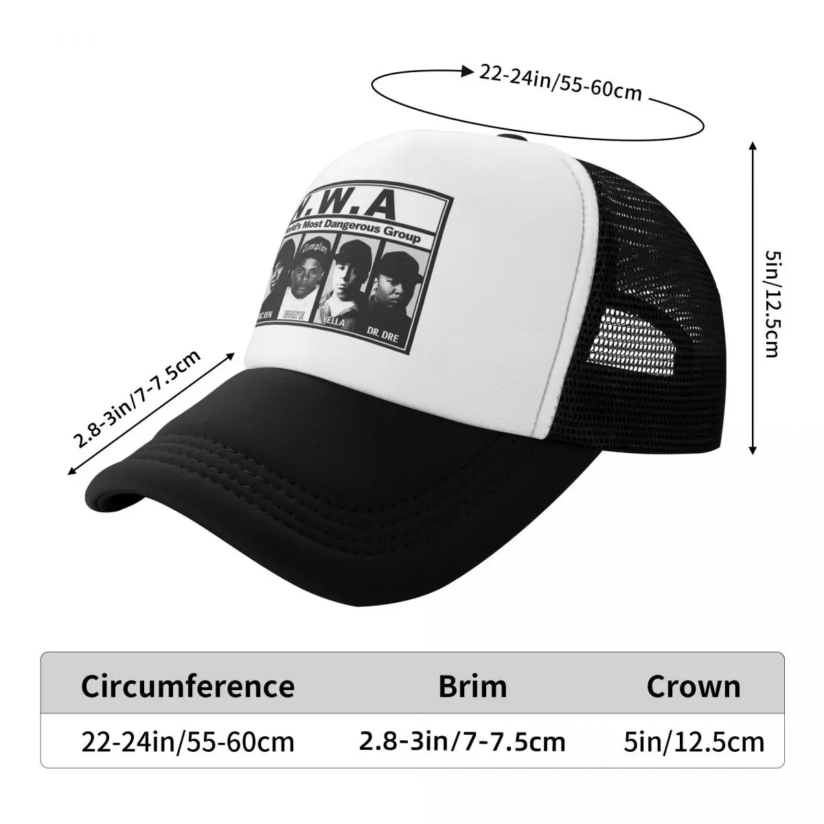 NWA Band Trucker Hats Men Women Outdoor Rap Hat Trucker Worker Cap Trucker Cap Breathable Mesh Baseball Cap Wholesale New