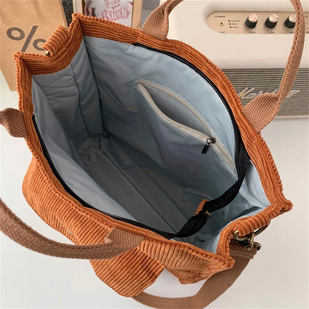 Borsa da donna in velluto a coste moda semplicità borsa a tracolla grande capacità borsa a tracolla Harajuku una spalla