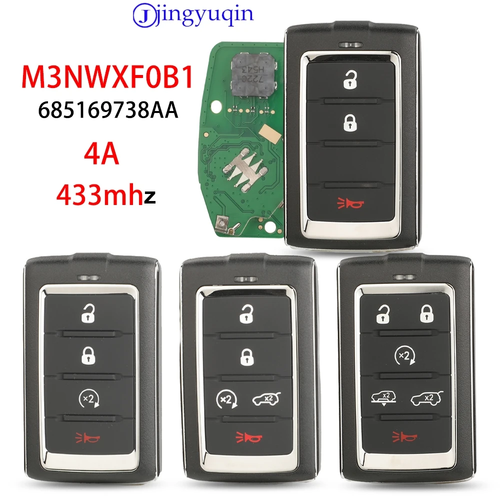 jingyuqin Remote Car Key For Jeep Grand Wagoneer 2021-2022 PN: 685169738AA / M3NWXF0B1 4A 433MHZ Smart