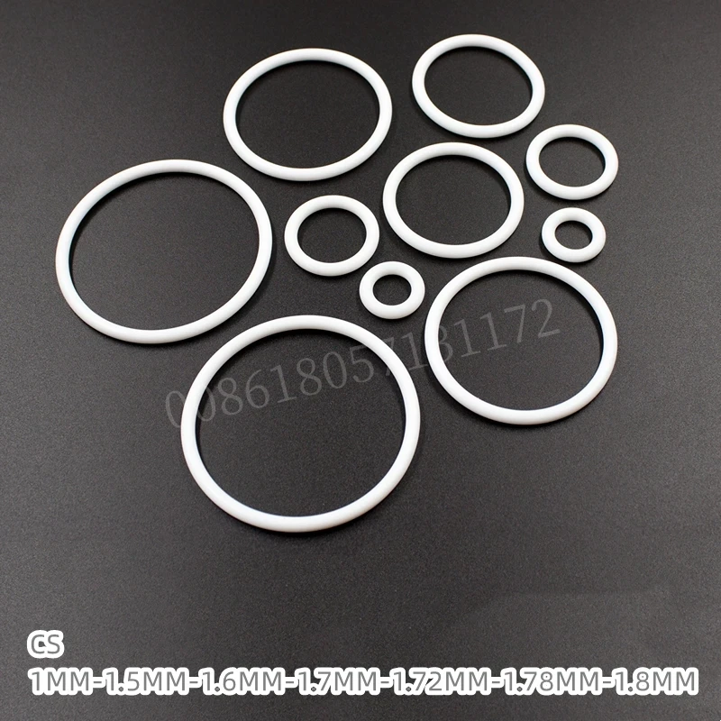 Custom PTFE O-Rings,10 Pcs, CS 1-1.8mm, Chemical Heat Resistant,Non-Stick Sealing Gasket for Acids,Solvents,High-Friction, White