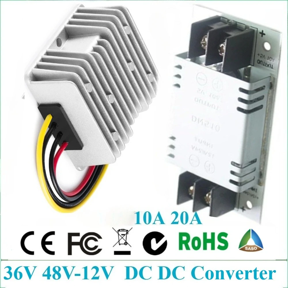 

48V to 12V 10A 20A DC DC Step Down Converter Voltage Reducer 48V to 12V 10-20 AMP Reducer Module Output Power for Cars Solar CE