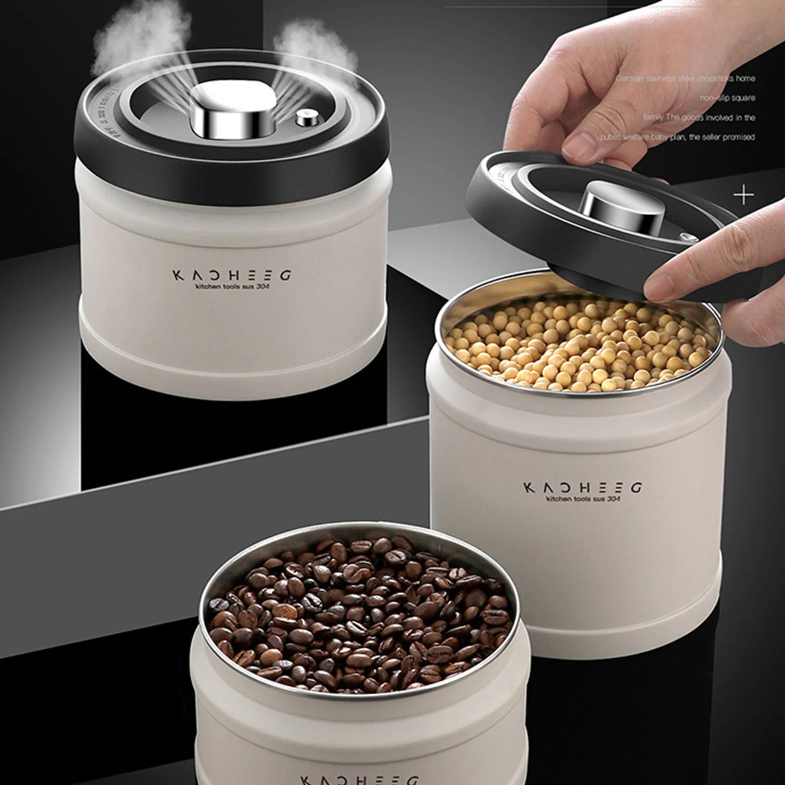 

Вакуумные герметичные банки для кофе с большим диаметром, отличной герметизацией, штабелируемые, из нержавеющей стали, для дома и кафе, 750 мл