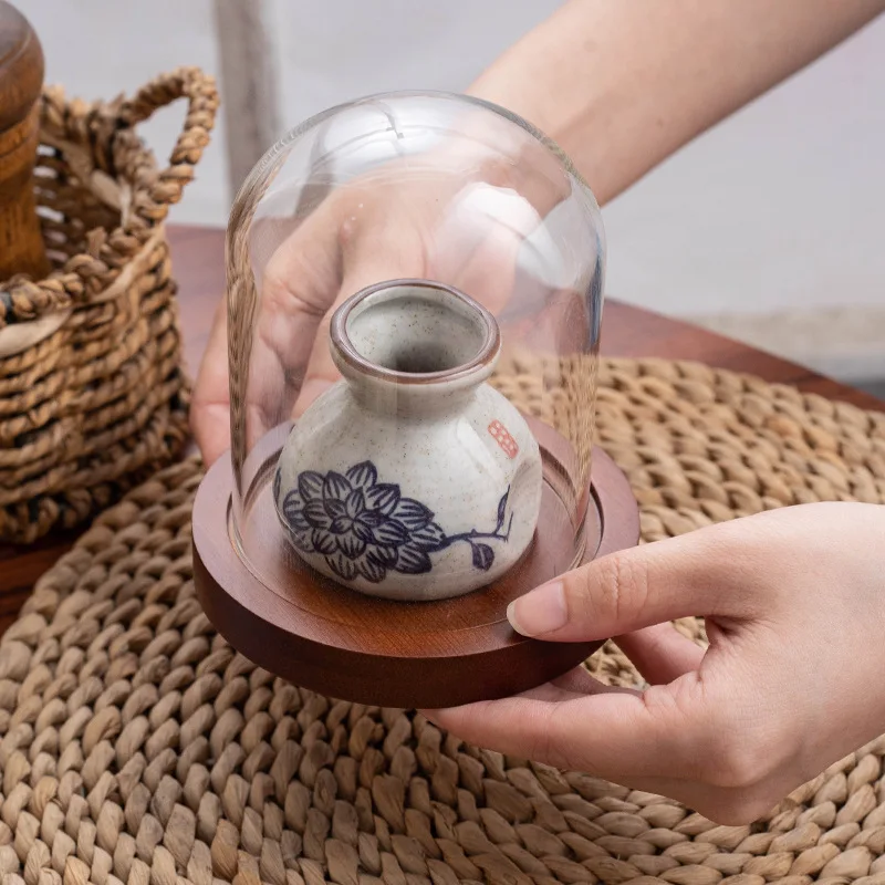 

Japanese Retro Toothpick Box Home Toothpick Cotton Swabs Jar Ceramic Pot Glass Dust Cover Modern Exquisite Decoration Modern