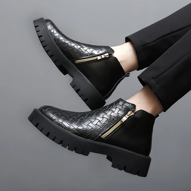 أحذية رجالية عالية الجودة بنعال سميكة مريحة كلاسيكية عارية أحذية رجال الأعمال أحذية غير رسمية مقاسات 38-45 #5