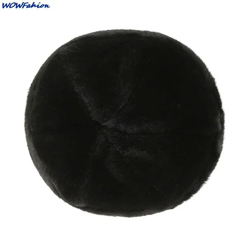 Thick Outdoor Warm Winter Hat Men Black Fur Leather Russian Male Windproof Snow Ski Cap Fleece Lined keep Warm Short Beanies Hat