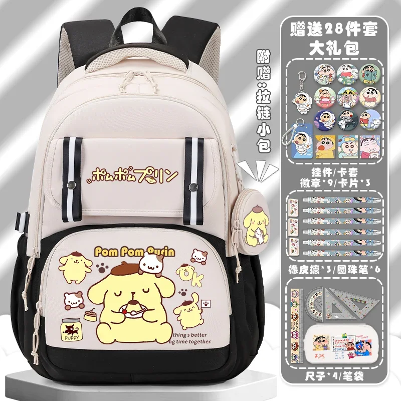 Sanrio New Pom Pom Purin Schoolbag Student Cute Cartoon Good-looking Large Capacity Campus Spine-Protective Backpack