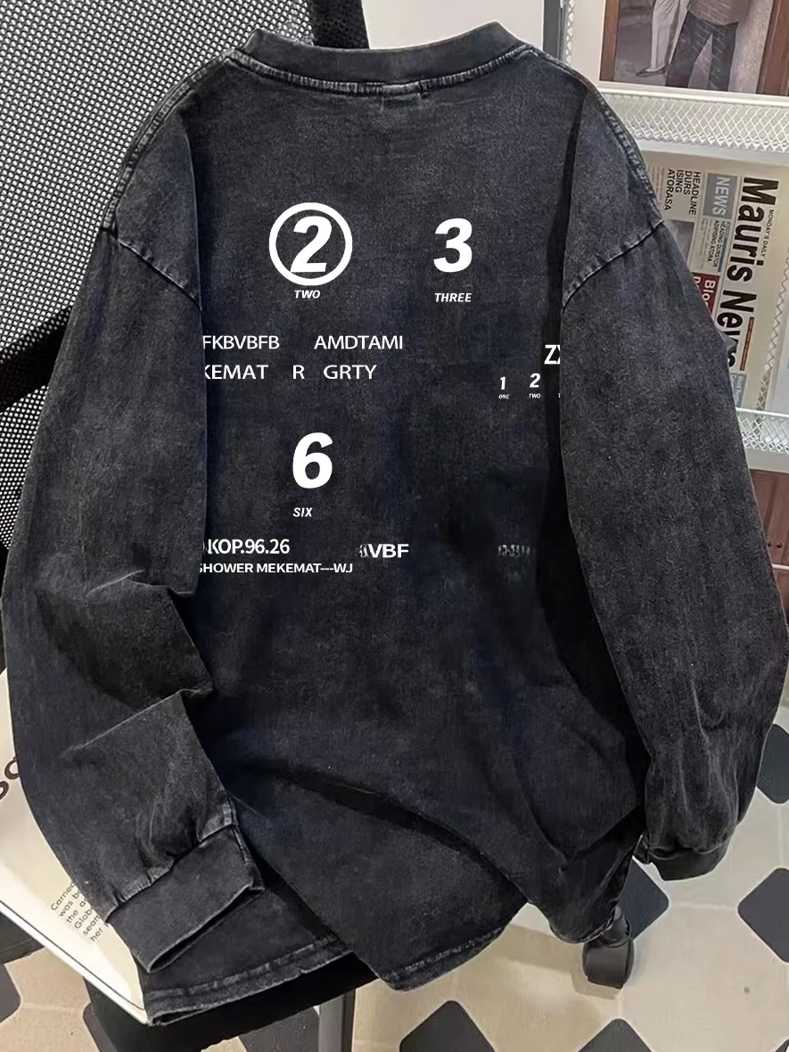 

Retro Street Sle Long Sve T-irt ex Spring Autumn New Waed Loose Versatile Cotton Crew Ne Top for Youth