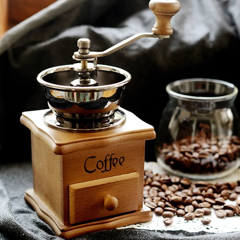 

Coffee Bean Grinder Manual H Crank Mill Portable Vintage Wooden Kitchen Travel Small Compact Design Easy Dismantle Water