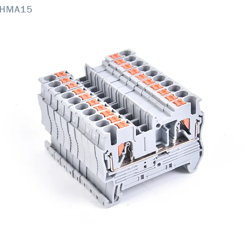 10pcs Din Rail Terminal Blocks PT-2.5 Push In Spring Screwless