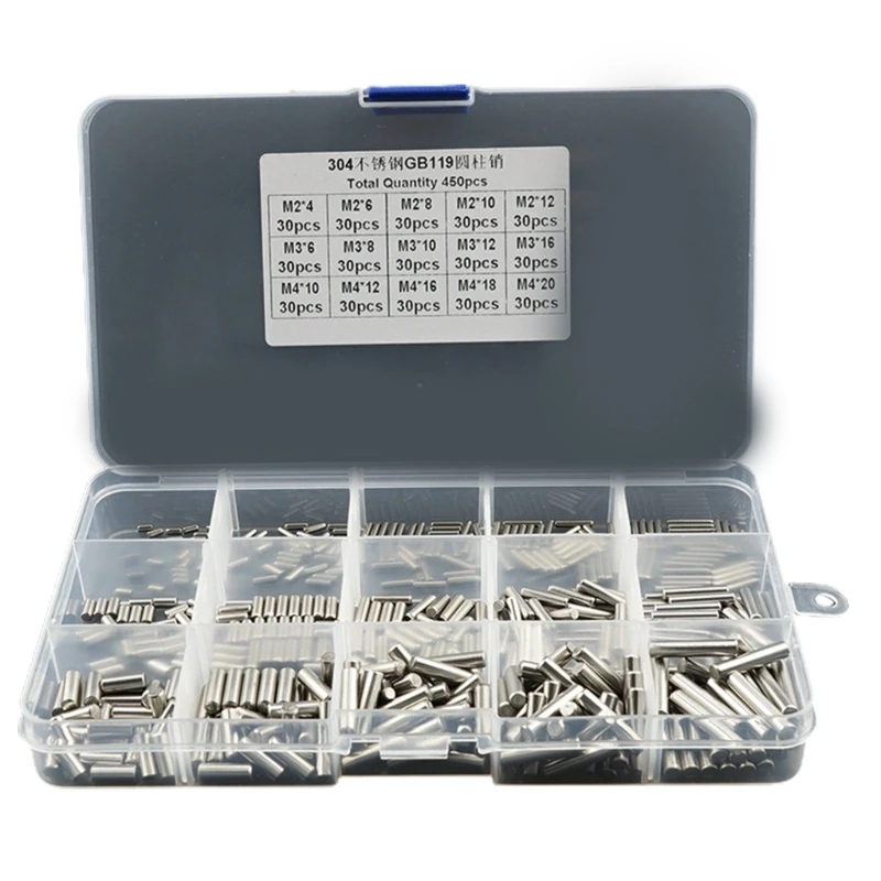 450Pcs Dowel Pin Stainless Steel Peg Support Shelves Silver Tone Locating Dowel