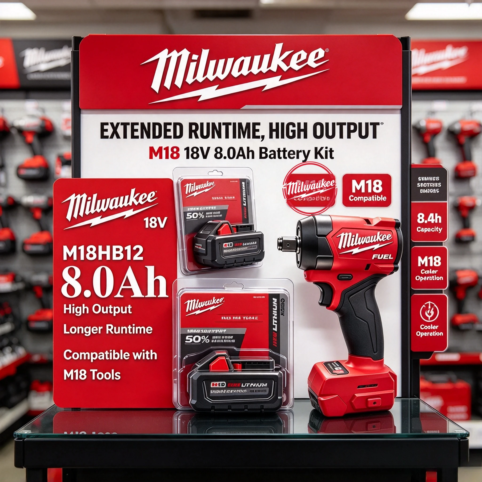 Authentic M18 Milwaukee Lithium-ion Battery 8.0Ah 12.0Ah M18HB12 48-11-1860 Reliable For M18 Series 18V Cordless Power Tools
