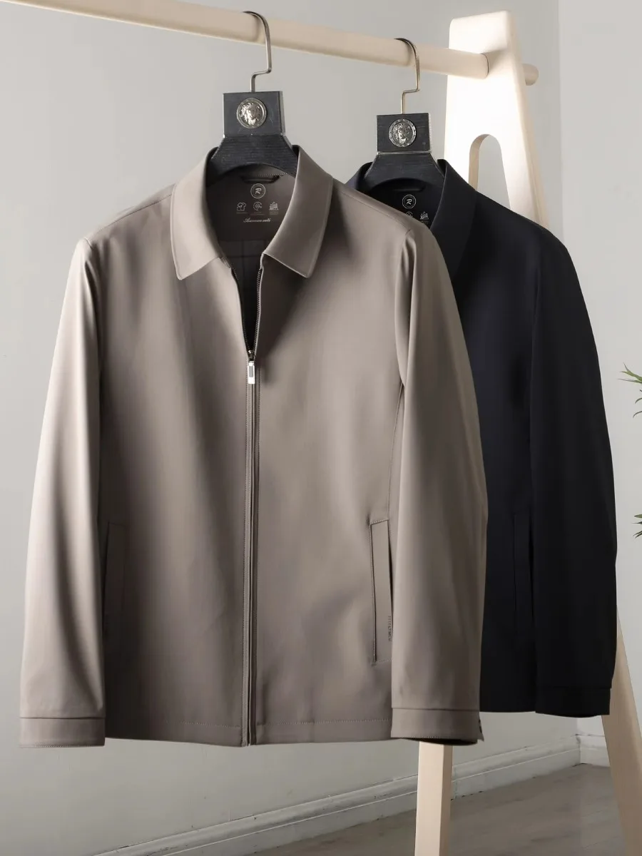 

Casual Busin Men's Jaet Collar Laser Cutting Slim Fit Faionable Spring Autumn Zipper Closure Long Sve Color